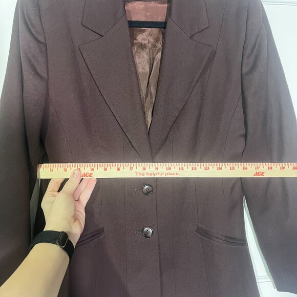Express Vintage Wool Blazer Brown 2-Button Size 2 / Medium Office Work Preppy - Picture 6 of 8